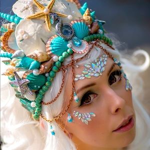 Aqua Teal and Copper Mermaid Crown